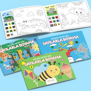 Staau Çocuk Kodlamalı Aktivite Serisi - Sayılarla Boyama Kitabı - 3'lü Set - Seviye 1-2-3 (3 Kitap)