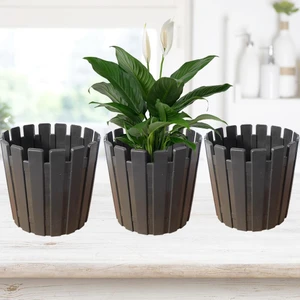 Akasya 17 cm Çit Görünümlü Saksı Antrasit 3 Adet
