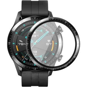 Huawei Watch Gt2 46MM Tam Kaplayan Kavisli Ekran Koruyucu 3D Pet Film - Siyah
