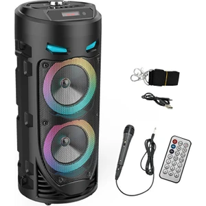 ZQS4239 Mikrofonlu Taşınabilir Dev Speaker LED Işıklı Bluetooth Hoparlör - 4INC×2-8W×2 1800MAH