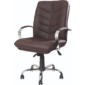 Mehmet Yaren Büro MK19 Yönetici Makam - Ofis Müdür - Büro - Çalışma Koltuğu Kahve Renk Krom Ayaklı