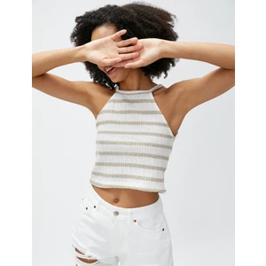 Crop Atlet Halter Yaka Triko Ajurlu Dar Kesim