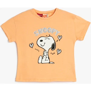 Snoopy Tişört Lisanslı Kısa Kollu Bisiklet Yaka Pamuklu