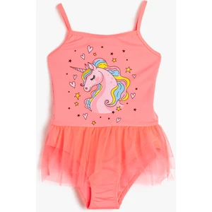 Mayo Tül Detaylı Unicorn Baskılı