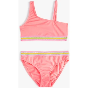 Bikini Takımı Fırfırlı Tek Omuz İnce Askılı