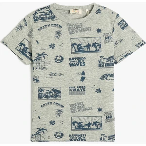 Tişört Baskılı Kısa Kollu Bisiklet Yaka