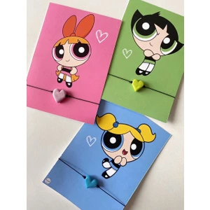 Swords Concept Üçlü Murano Kalp Arkadaşlık Bilekliği Power Puff Girl