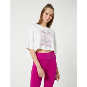 Modal Karışımlı Crop Yoga Tişörtü Baskılı
