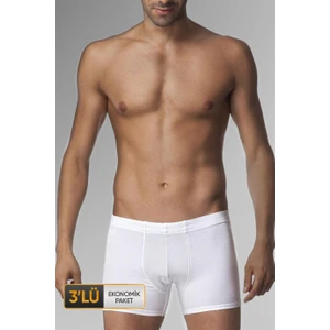 Çift Kaplan Erkek Elastanlı Beyaz Boxer 0810 3'lü Ekonomik Paket