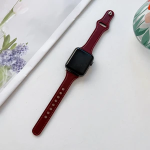 ZH Store Düz Doku Deri Kayış Için Apple Watch 7 41MM/40MM/38MM (Yurt Dışından)