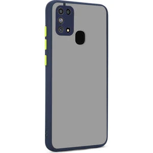 Heptek İletişim Samsung Galaxy M31 Kılıf Mat Parmak Izi Yapmaz Kamera Korumalı Renkli Tuşlu Sert Silikon Kapak (Hux)