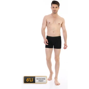 Çift Kaplan Erkek Elastanlı Siyah Boxer 0889 6'lı Ekonomik Paket