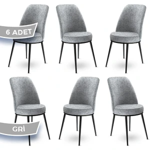 Concept Dexa Serisi Üst Kalite Mutfak Sandalyesi Metal Siyah Iskeletli 6 Adet  Sandalye