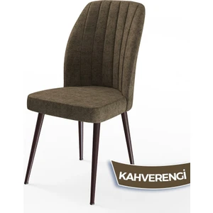 Concept Platinum Serisi Üst Kalite Mutfak Sandalyesi Metal Kahverengi Iskeletli 1 Adet Sandalye