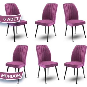 Concept Platinum Serisi Üst Kalite Mutfak Sandalyesi Metal Siyah Iskeletli 6 Adet Sandalye