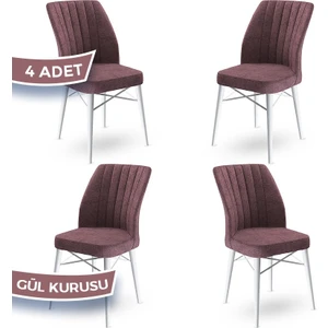 Concept Flex Serisi,  Üst Kalite Mutfak Sandalyesi Gürgen Beyaz Ahşap Ayak 4 Adet Sandalye