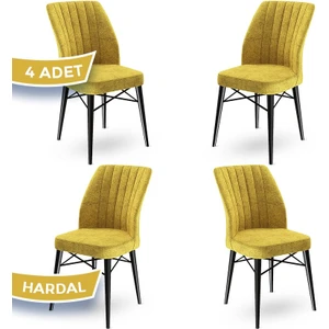 Concept Flex Serisi,  Üst Kalite Mutfak Sandalyesi  Gürgen Siyah Ahşap Ayak 4 Adet Sandalye