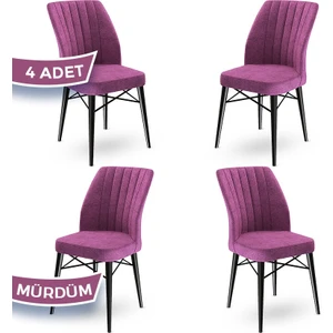 Concept Flex Serisi,  Üst Kalite Mutfak Sandalyesi  Gürgen Siyah Ahşap Ayak 4 Adet Sandalye