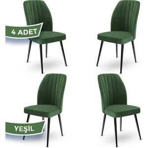 Concept Platinum Serisi Üst Kalite Mutfak Sandalyesi Metal Siyah Iskeletli 4 Adet Sandalye