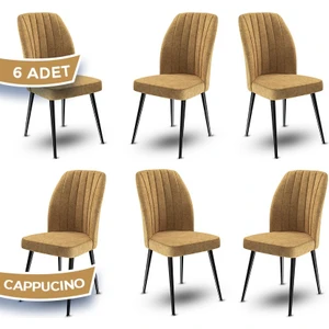Concept Platinum Serisi Üst Kalite Mutfak Sandalyesi Metal Siyah Iskeletli 6 Adet Sandalye