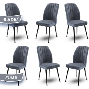 Concept Platinum Serisi Üst Kalite Mutfak Sandalyesi Metal Siyah Iskeletli 6 Adet Sandalye