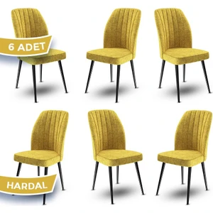 Concept Platinum Serisi Üst Kalite Mutfak Sandalyesi Metal Siyah Iskeletli 6 Adet Sandalye
