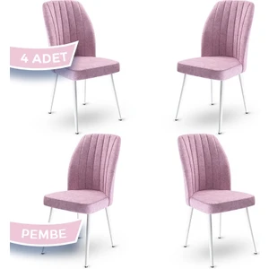 Concept Platinum Serisi Üst Kalite Mutfak Sandalyesi Metal Beyaz Iskeletli 4 Adet Sandalye
