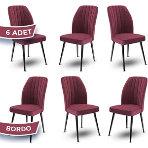 Concept Platinum Serisi Üst Kalite Mutfak Sandalyesi Metal Siyah Iskeletli 6 Adet Sandalye