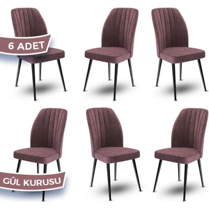 Concept Platinum Serisi Üst Kalite Mutfak Sandalyesi Metal Siyah Iskeletli 6 Adet Sandalye