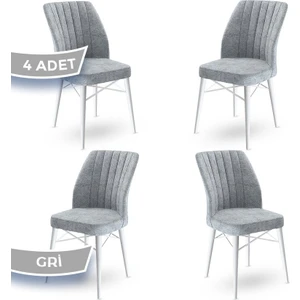 Concept Flex Serisi,  Üst Kalite Mutfak Sandalyesi Gürgen Beyaz Ahşap Ayak 4 Adet Sandalye