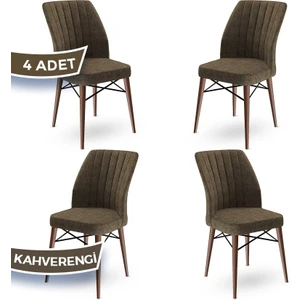 Concept Flex Serisi Üst Kalite Mutfak Sandalyesi Gürgen Ceviz Ahşap Ayak 4 Adet Sandalye