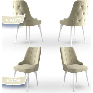 Concept Maya Serisi,  Babyface Ithal Kumaş Sandalye Beyaz Gürgen Ayak 4 Adet