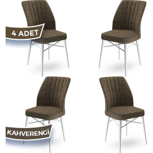 Concept Flex Serisi,  Üst Kalite Mutfak Sandalyesi Gürgen Beyaz Ahşap Ayak 4 Adet Sandalye