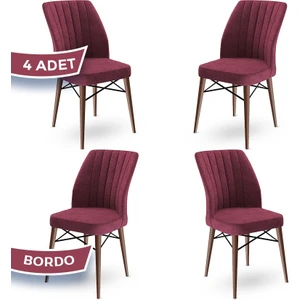 Concept Flex Serisi Üst Kalite Mutfak Sandalyesi Gürgen Ceviz Ahşap Ayak 4 Adet Sandalye