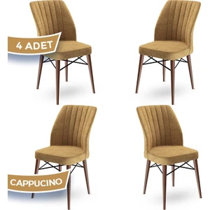 Concept Flex Serisi Üst Kalite Mutfak Sandalyesi Gürgen Ceviz Ahşap Ayak 4 Adet Sandalye