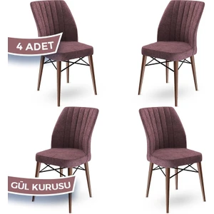 Concept Flex Serisi Üst Kalite Mutfak Sandalyesi Gürgen Ceviz Ahşap Ayak 4 Adet Sandalye