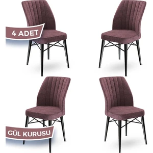 Concept Flex Serisi,  Üst Kalite Mutfak Sandalyesi  Gürgen Siyah Ahşap Ayak 4 Adet Sandalye