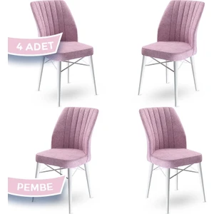 Concept Flex Serisi,  Üst Kalite Mutfak Sandalyesi Gürgen Beyaz Ahşap Ayak 4 Adet Sandalye