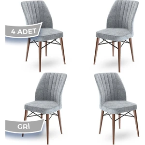 Concept Flex Serisi Üst Kalite Mutfak Sandalyesi Gürgen Ceviz Ahşap Ayak 4 Adet Sandalye