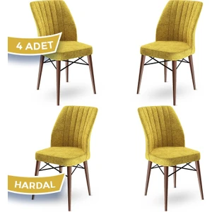 Concept Flex Serisi Üst Kalite Mutfak Sandalyesi Gürgen Ceviz Ahşap Ayak 4 Adet Sandalye