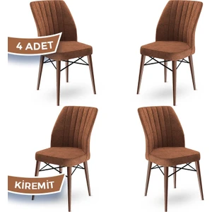Concept Flex Serisi Üst Kalite Mutfak Sandalyesi Gürgen Ceviz Ahşap Ayak 4 Adet Sandalye