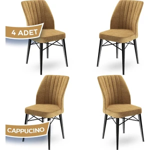 Concept Flex Serisi,  Üst Kalite Mutfak Sandalyesi  Gürgen Siyah Ahşap Ayak 4 Adet Sandalye