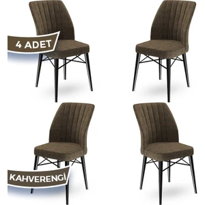 Concept Flex Serisi,  Üst Kalite Mutfak Sandalyesi  Gürgen Siyah Ahşap Ayak 4 Adet Sandalye