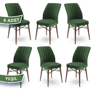 Concept Flex Serisi Üst Kalite Mutfak Sandalyesi Gürgen Ceviz Ahşap Ayak 6 Adet Sandalye