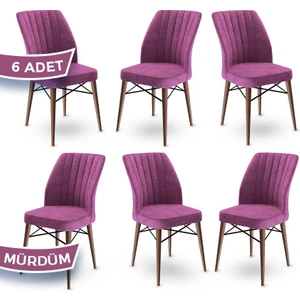 Concept Flex Serisi Üst Kalite Mutfak Sandalyesi Gürgen Ceviz Ahşap Ayak 6 Adet Sandalye