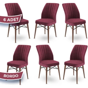 Concept Flex Serisi Üst Kalite Mutfak Sandalyesi Gürgen Ceviz Ahşap Ayak 6 Adet Sandalye