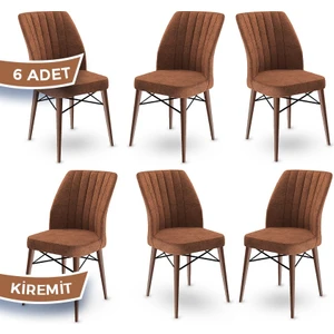 Concept Flex Serisi Üst Kalite Mutfak Sandalyesi Gürgen Ceviz Ahşap Ayak 6 Adet Sandalye