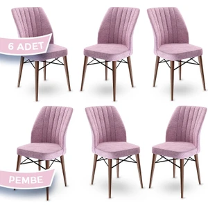 Concept Flex Serisi Üst Kalite Mutfak Sandalyesi Gürgen Ceviz Ahşap Ayak 6 Adet Sandalye