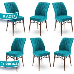 Concept Flex Serisi Üst Kalite Mutfak Sandalyesi Gürgen Ceviz Ahşap Ayak 6 Adet Sandalye