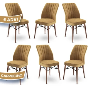 Concept Flex Serisi Üst Kalite Mutfak Sandalyesi Gürgen Ceviz Ahşap Ayak 6 Adet Sandalye